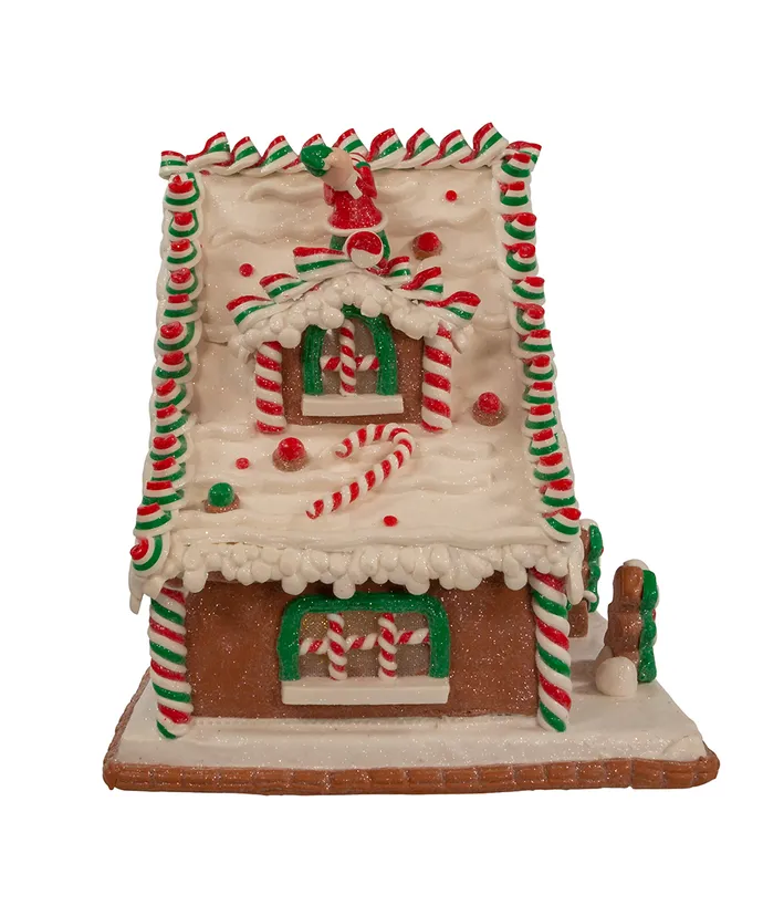 10.5" Battery Operated Light Up Santa's Workshop Claydough Gingerbread House - Image 5
