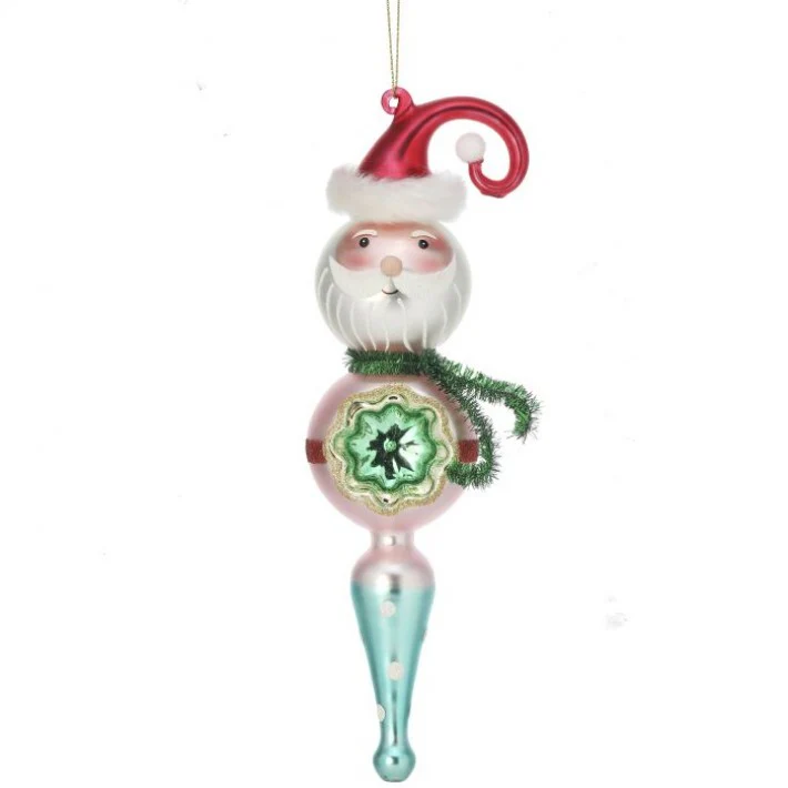 Glass Santa Reflection Ornament, 10.5"