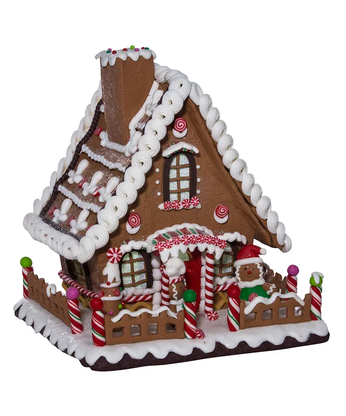 10" Battery-Operated LED Gingerbread Candy House - Image 2