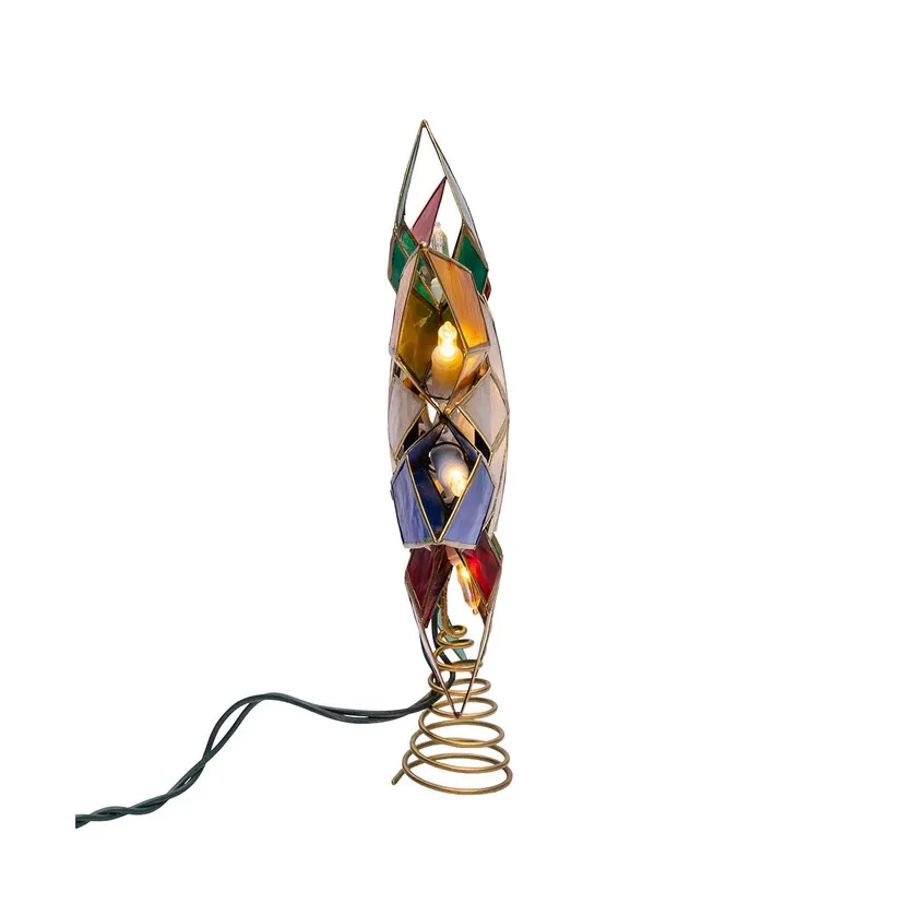 10-Light Multicolor LED Gold Capiz Star Treetop, 9.25" - Image 3