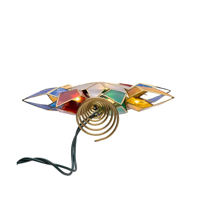 10-Light Multicolor LED Gold Capiz Star Treetop, 9.25" - Image 5