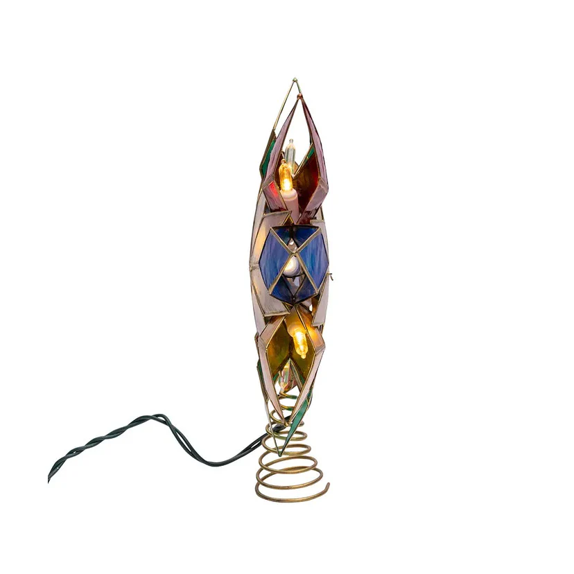 10-Light Multicolor LED Gold Capiz Star Treetop, 9.25" - Image 6
