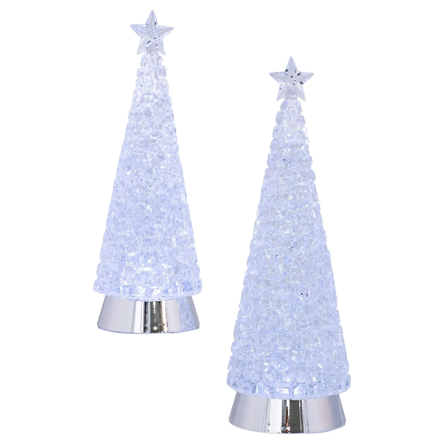 LED Cube Swirl Christmas Tree Tabletop Decoration, 12-14" (Set of 2)
