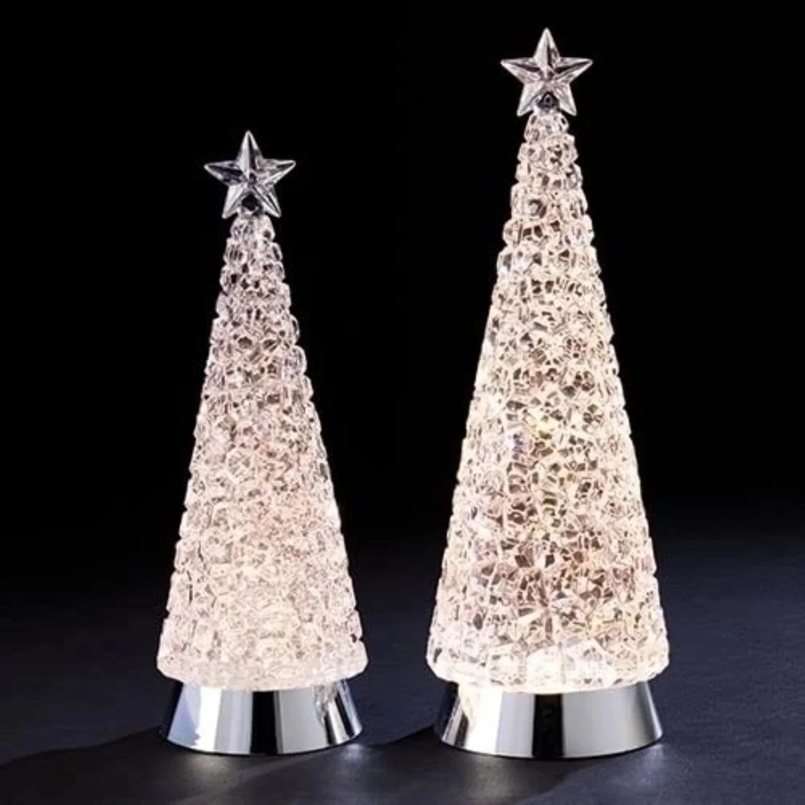 LED Cube Swirl Christmas Tree Tabletop Decoration, 12-14" (Set of 2) - Image 5