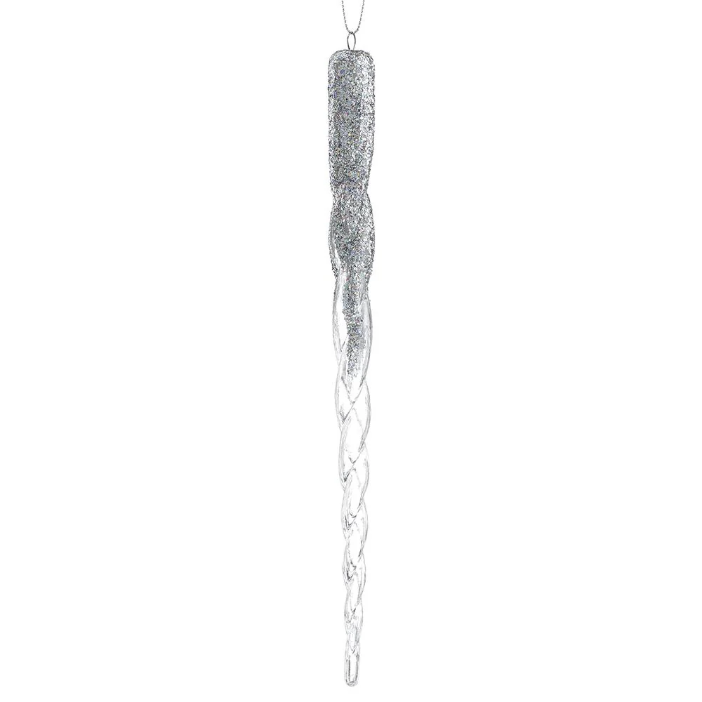 Acrylic Icicle Ornament, 12" (Clear White)