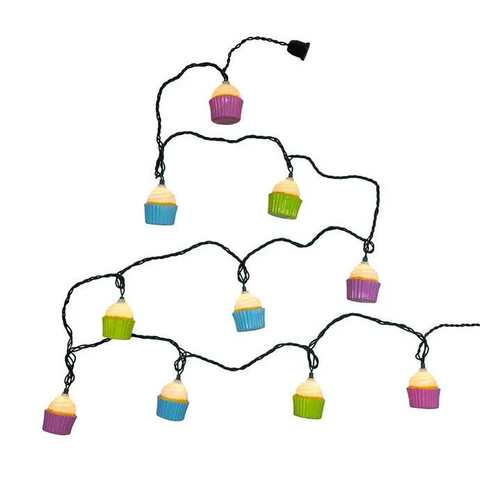 12' UL 10-Light Multicolor Cupcake Light Set With Green Wire - Image 2