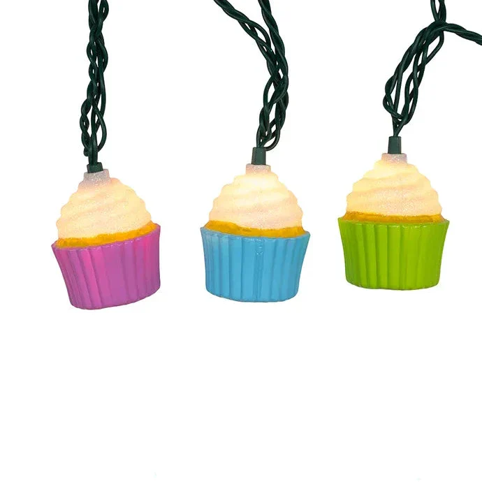 12' UL 10-Light Multicolor Cupcake Light Set With Green Wire - Image 3