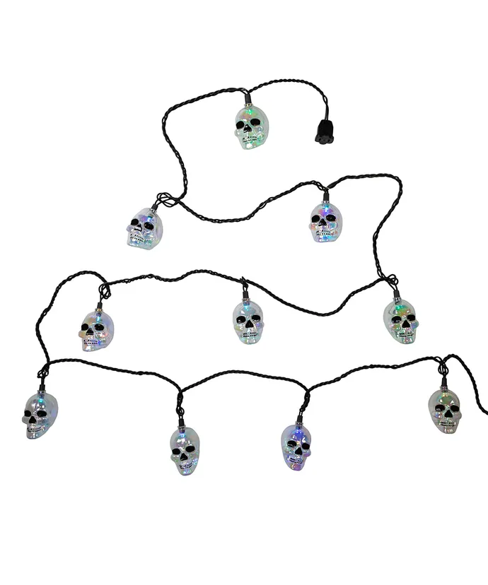 10-Light RGB LED Glitter Skull Light Set, 12' (UL) - Image 2
