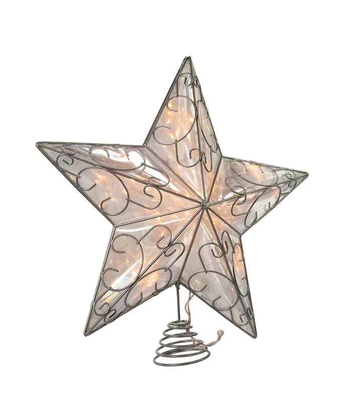 10-Light Silver Wire Star Snowfall Treetop, 12" (UL) - Image 2