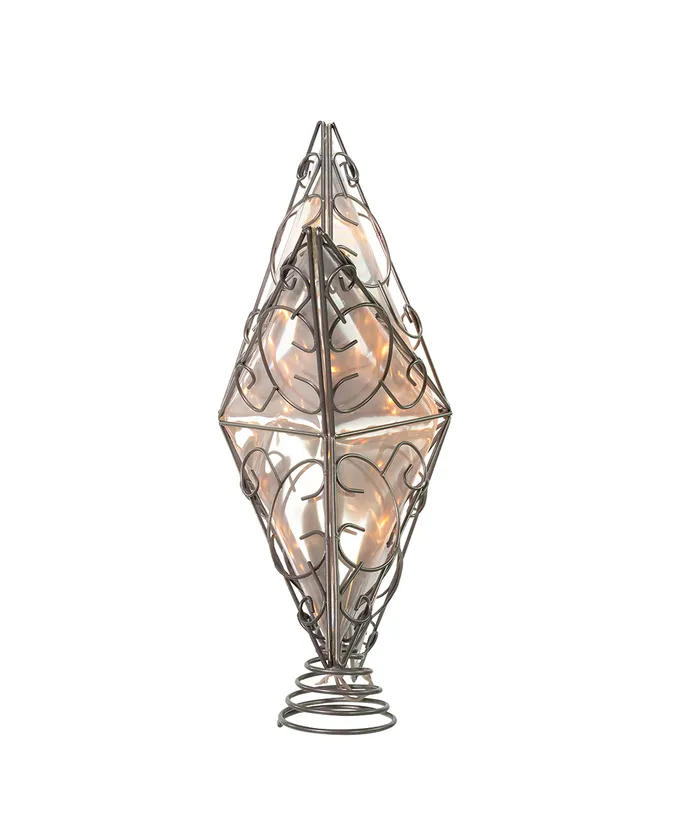 10-Light Silver Wire Star Snowfall Treetop, 12" (UL) - Image 3