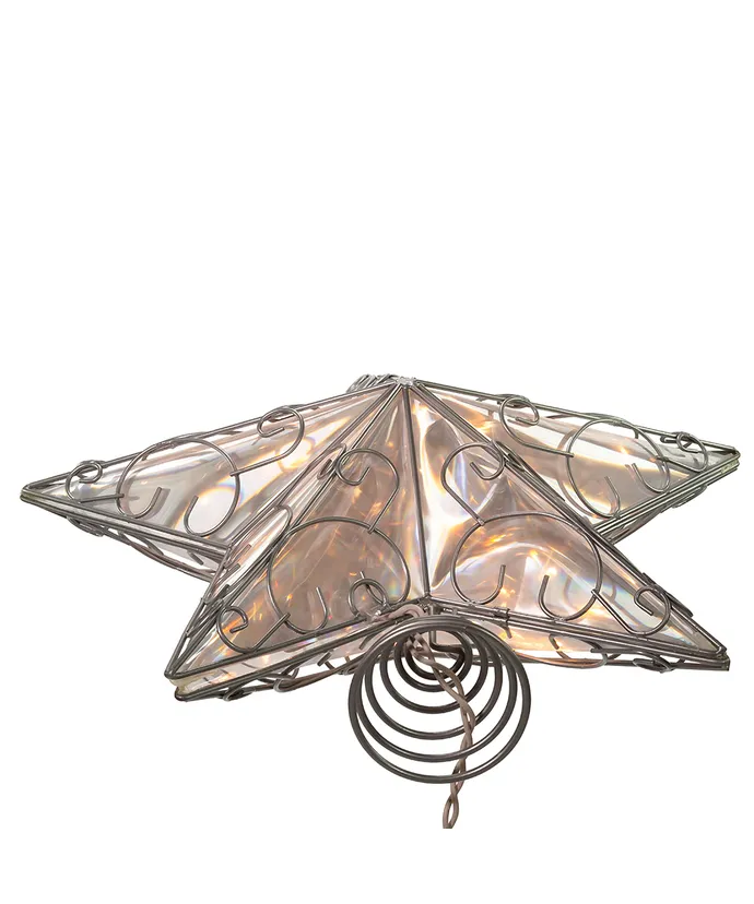 10-Light Silver Wire Star Snowfall Treetop, 12" (UL) - Image 4