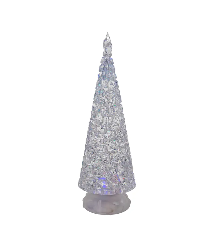 13" Battery-Operated RGB LED Light Up Christmas Tree With Water Figurine - Image 3