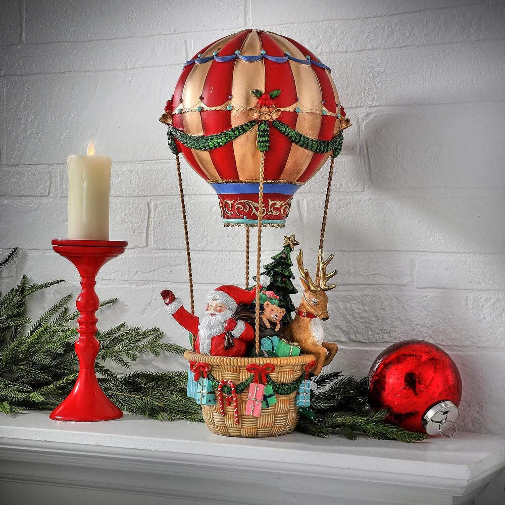 Resin Hot Air Balloon With Santa, 17" - Image 2