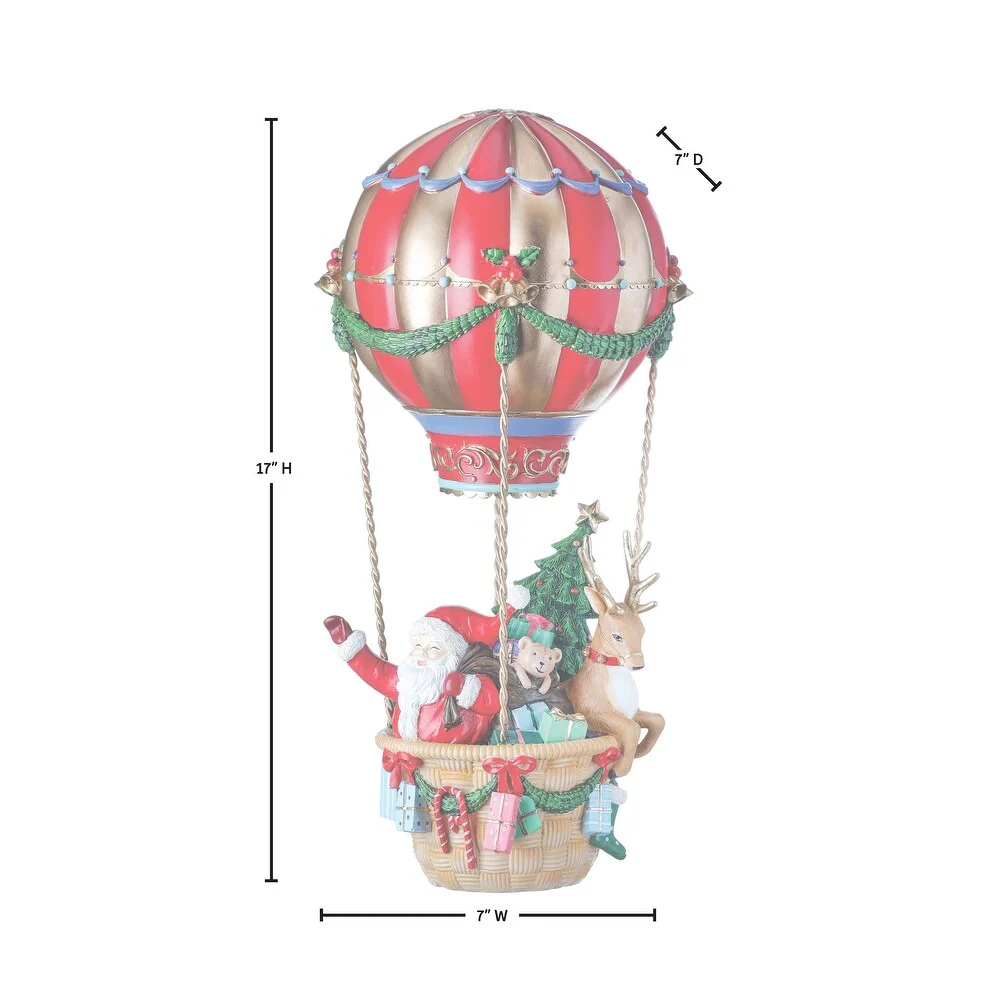 Resin Hot Air Balloon With Santa, 17" - Image 4
