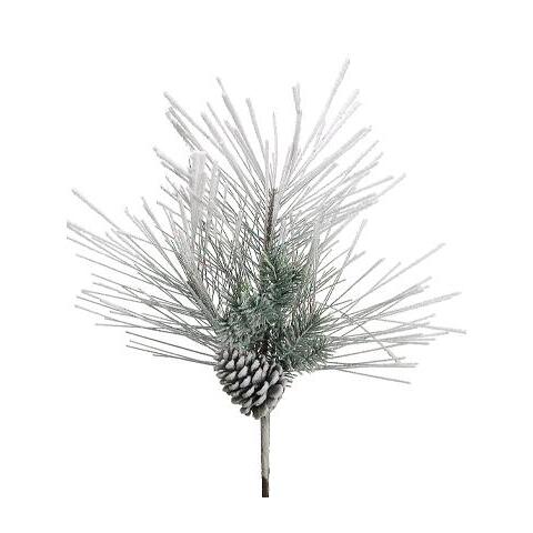 18" Snow Mixed Pine Spray w/Cones