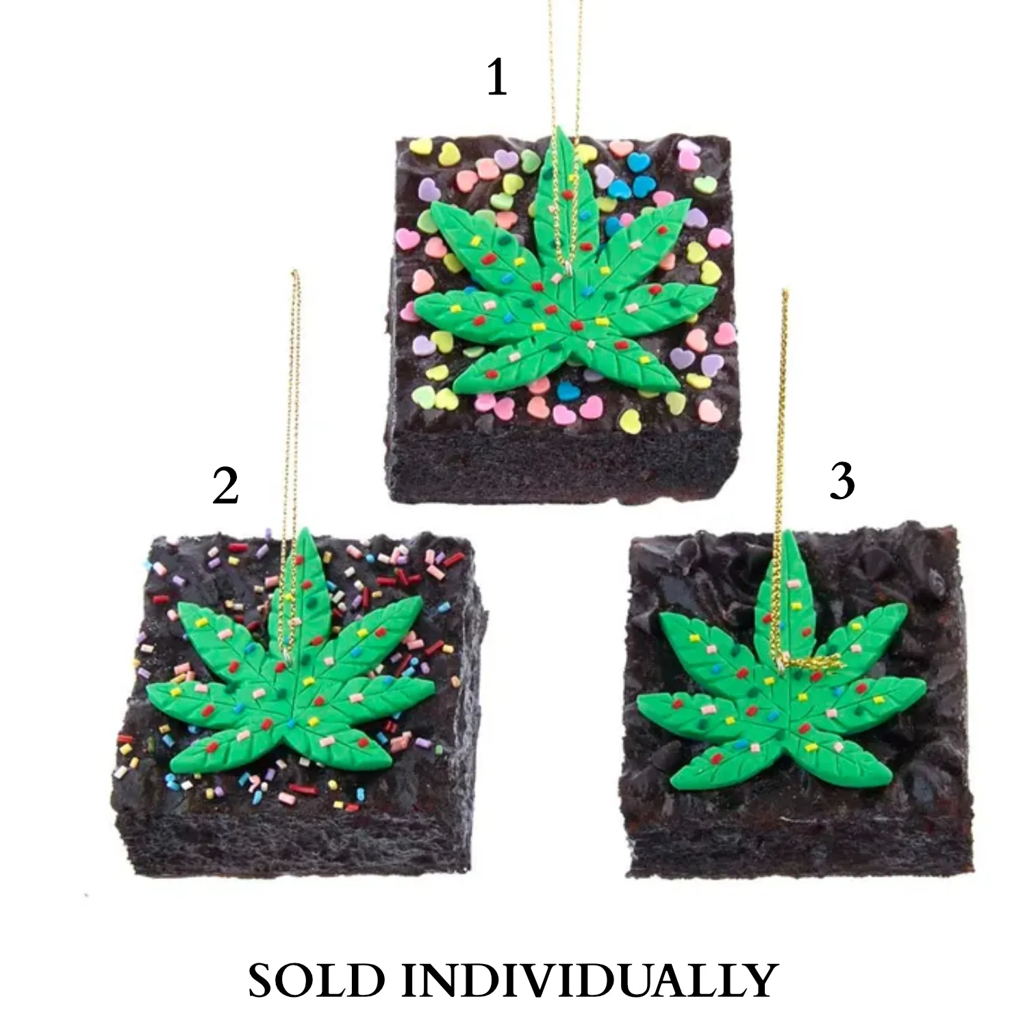Foam Cannabis Brownie With Sprinkles Ornaments (3 Styles – Sold individually)