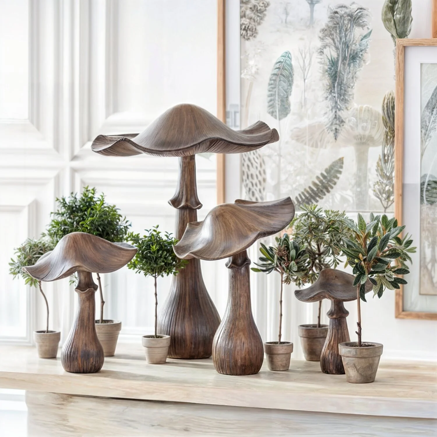 Gray Washed Brown Resin Mushroom, 23" - Image 3