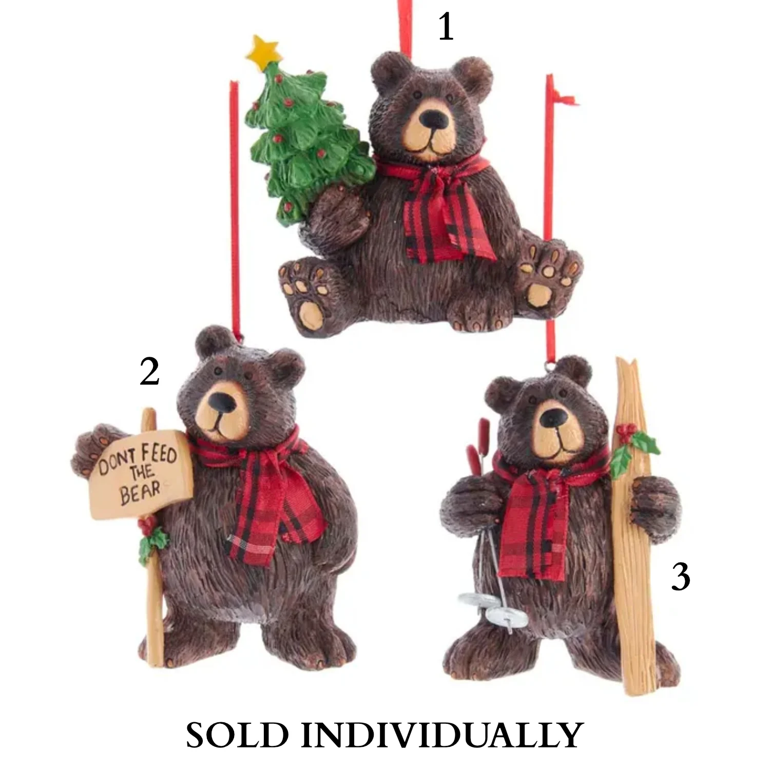 Lodge Brown Bear Ornaments (3 Styles – Sold individually)
