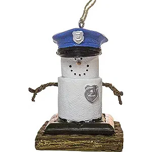 S'Mores Policeman Resin Ornament, 3"