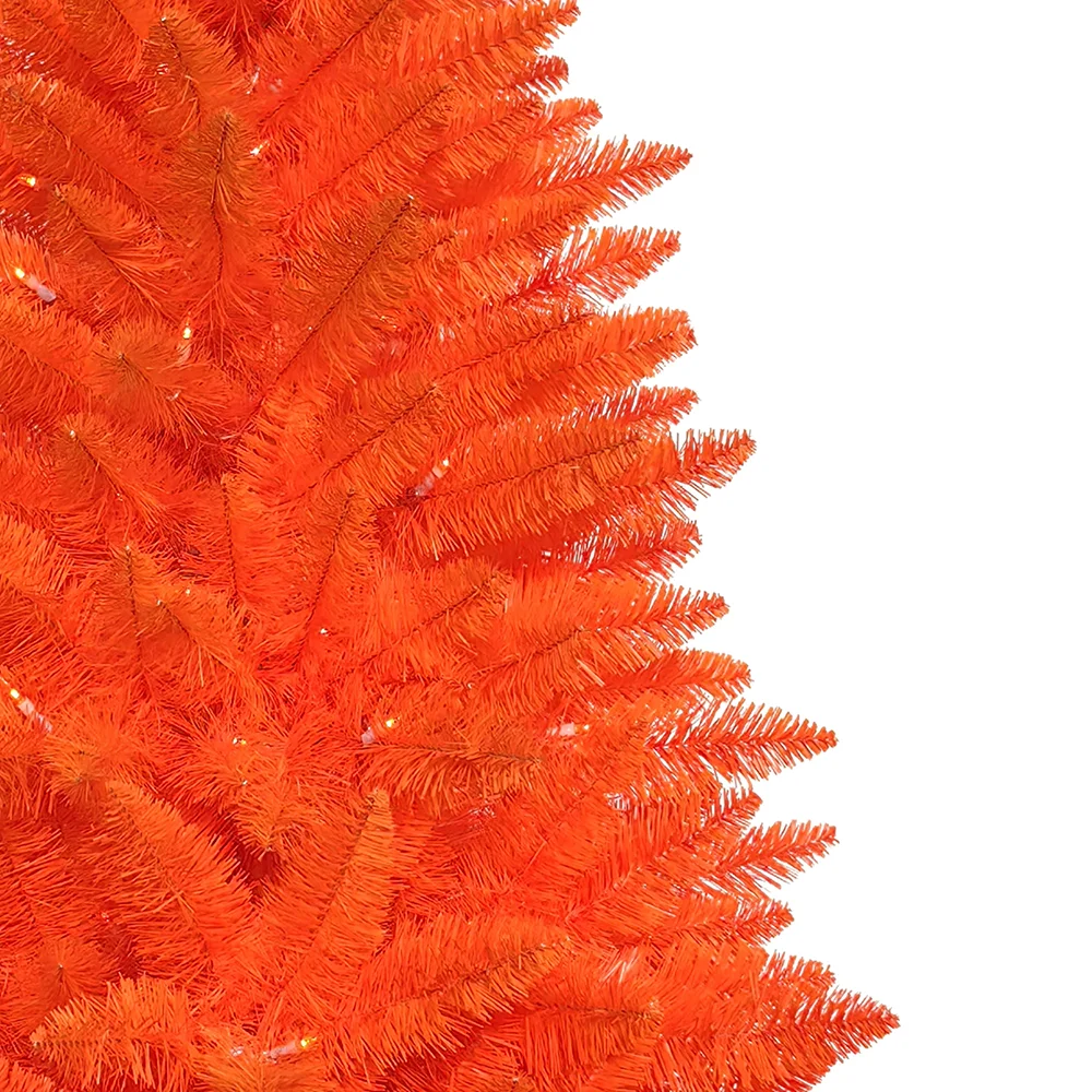 Battery Operated Pre-Lit Halloween Orange Potted Tree With Orange LED Lights, 4.5' - Image 2