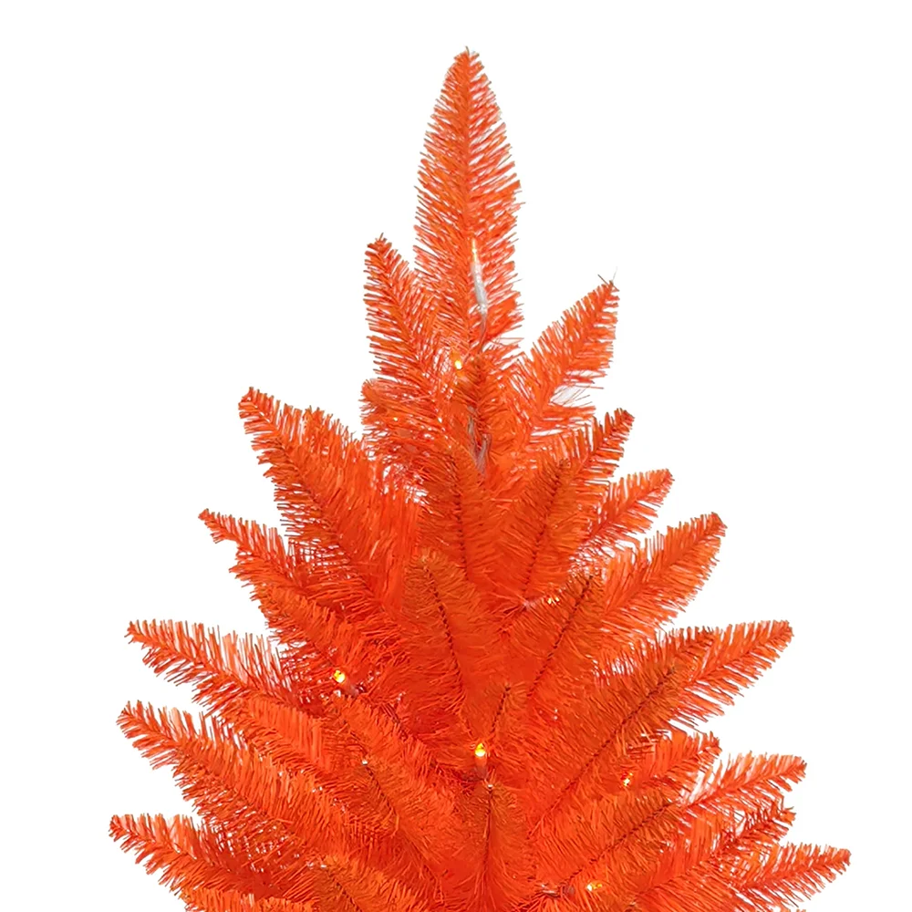 Battery Operated Pre-Lit Halloween Orange Potted Tree With Orange LED Lights, 4.5' - Image 4