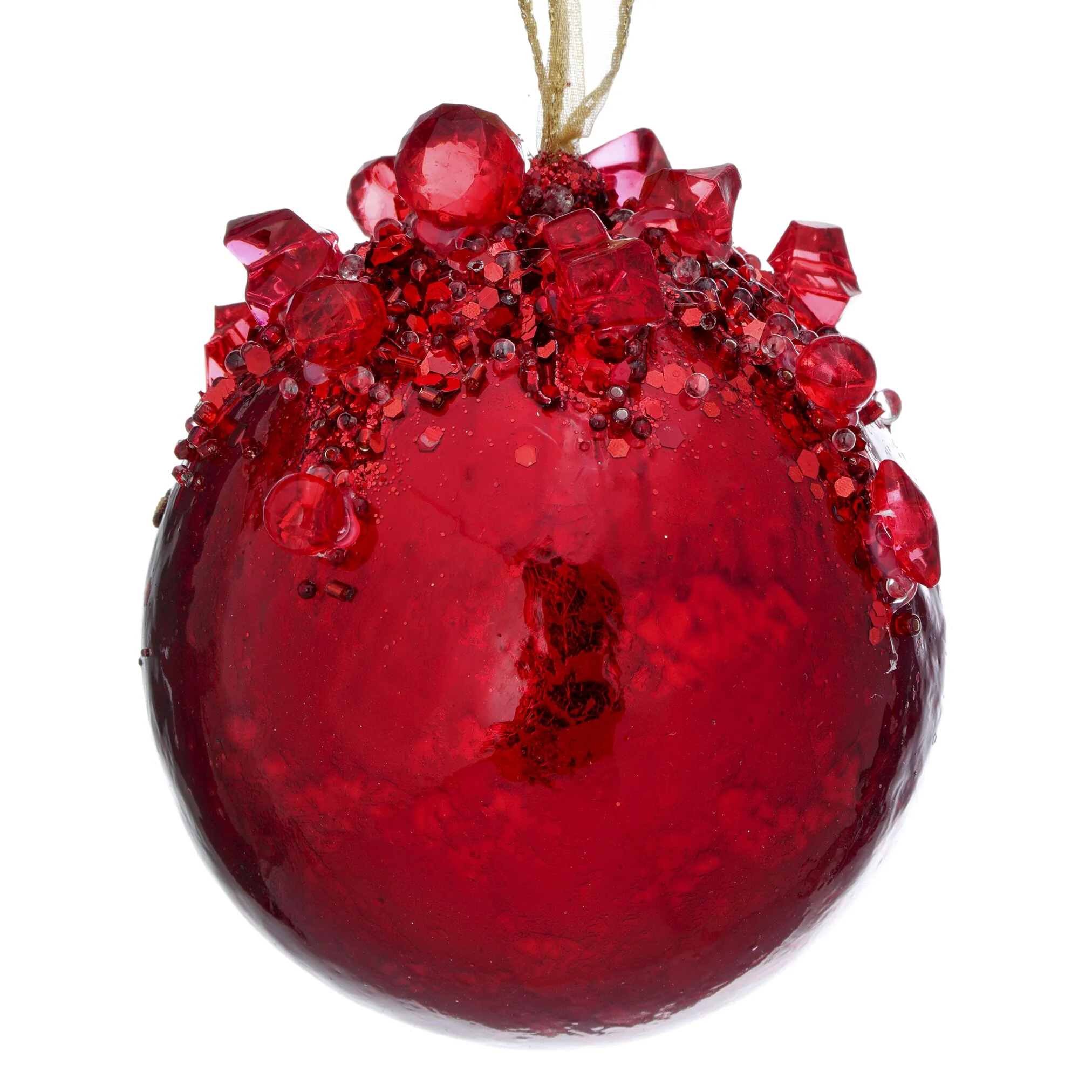4" Heavy Jeweled Ball Ornament (6 colors - sold individually) - Image 5
