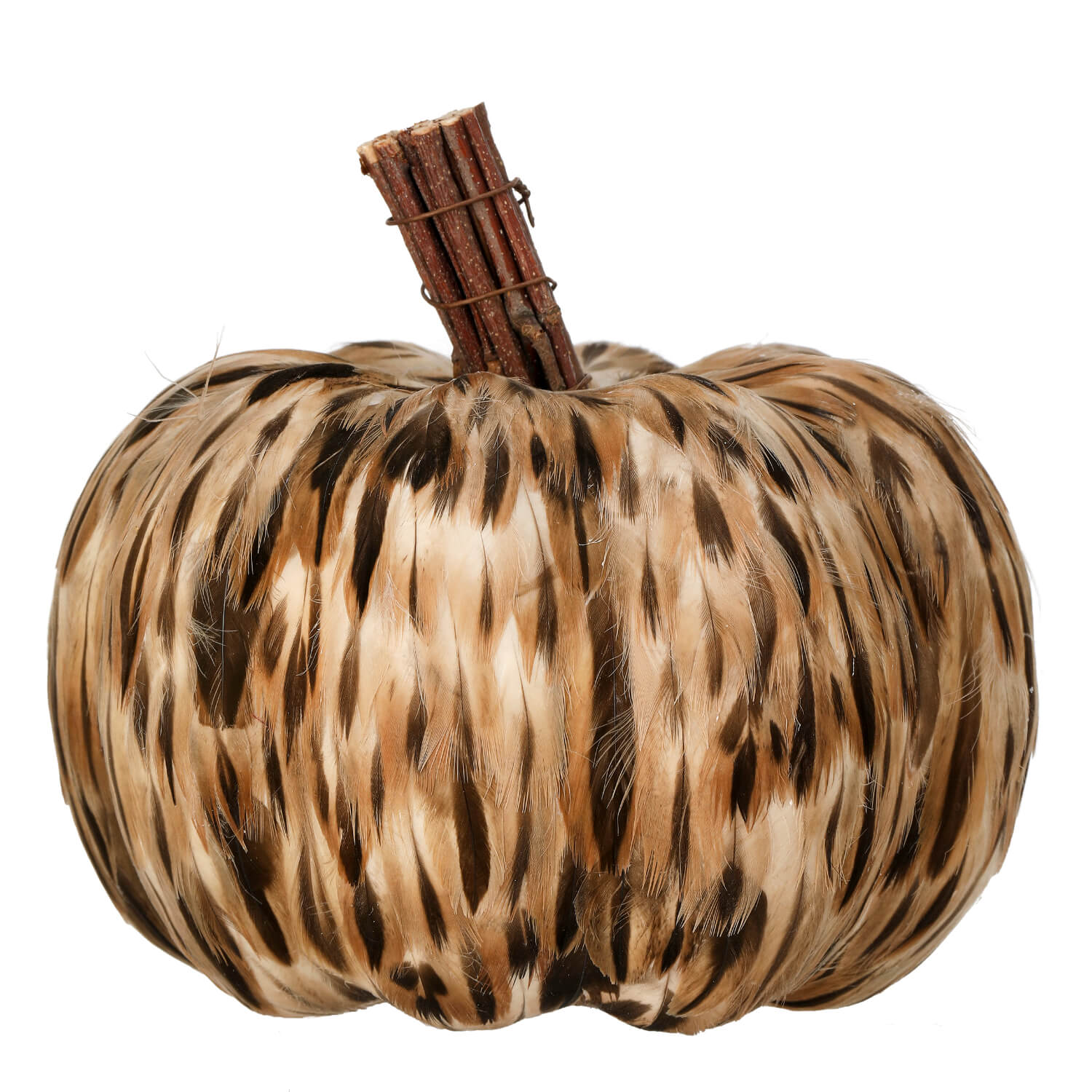 Natural Feather Pumpkin, 5.5"