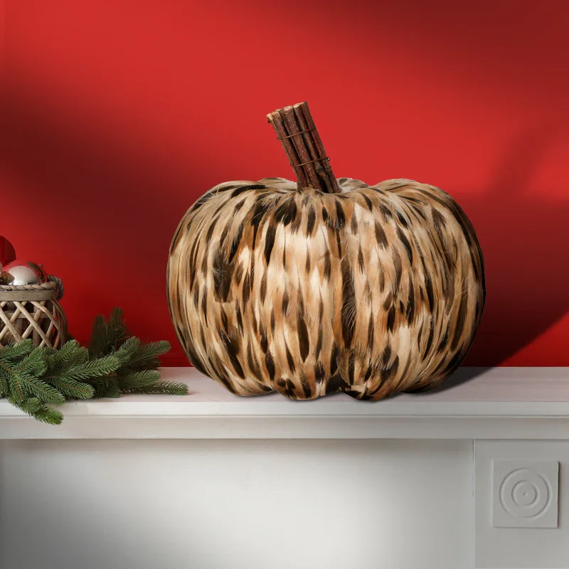 Natural Feather Pumpkin, 5.5" - Image 2