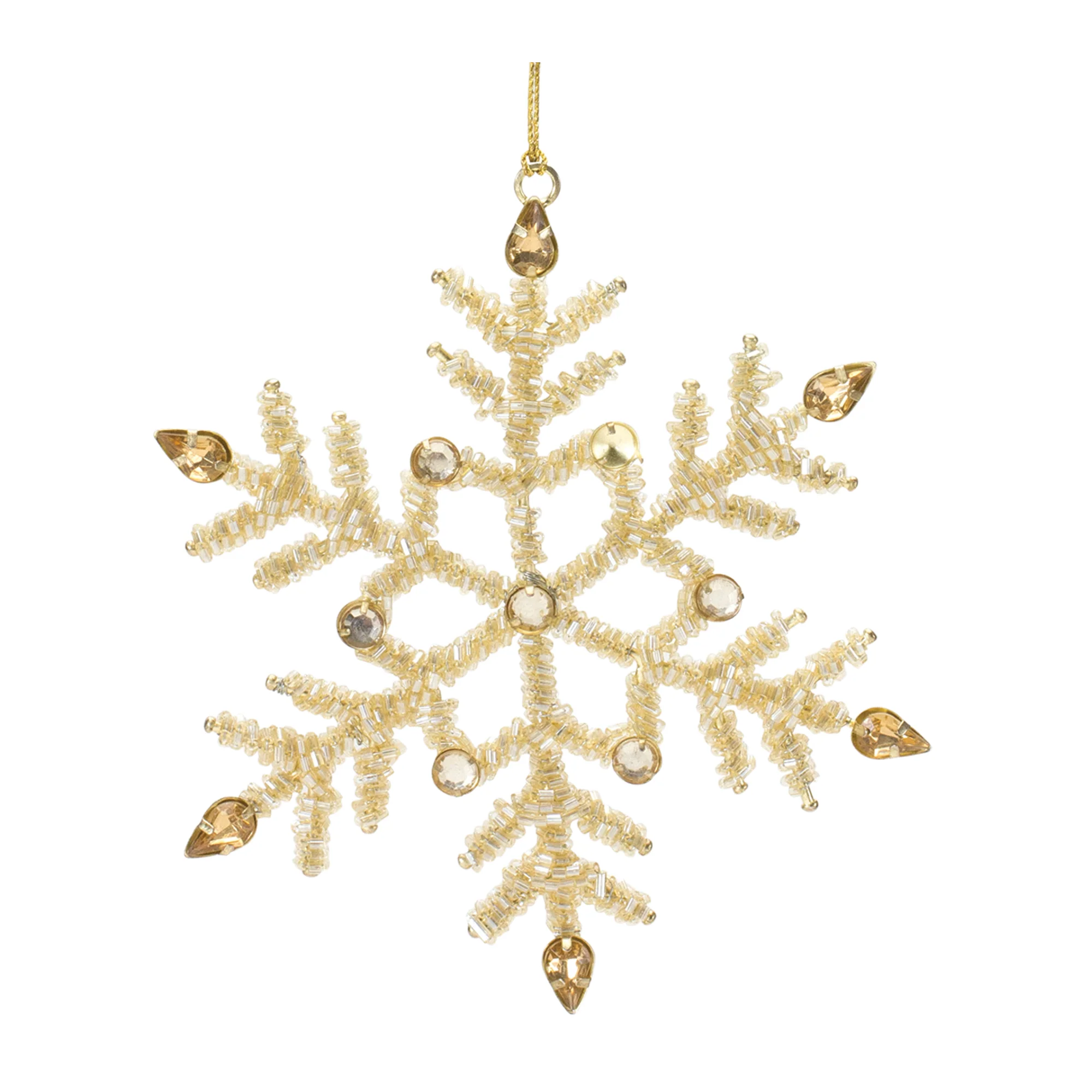 5.5"H Iron/Glass Snowflake Ornament (2 styles - sold individually) - Image 2
