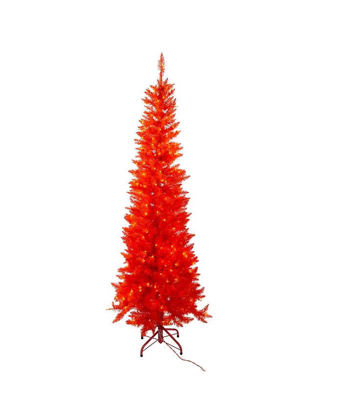 6' Pre-Lit Orange Incandescent Orange Slim Tree - Image 3