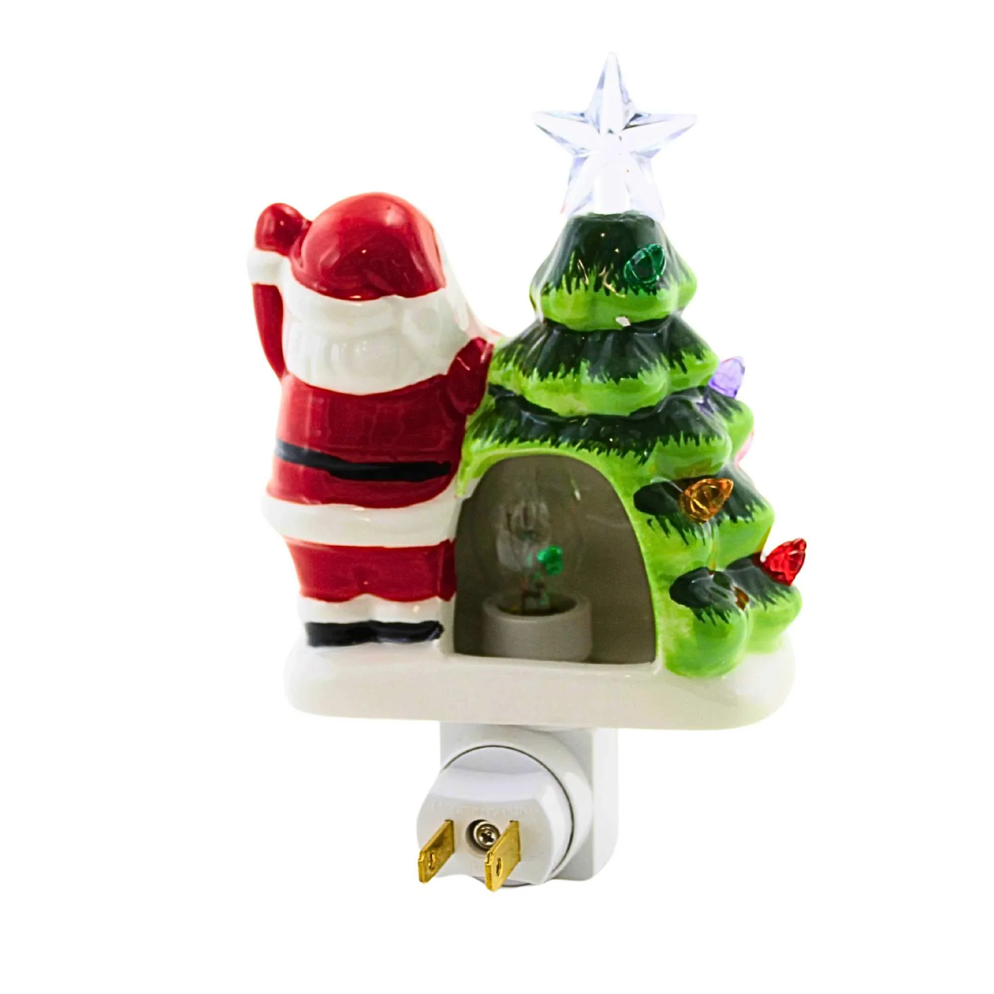 Vintage Santa With Christmas Tree Night Light, 6" - Image 3