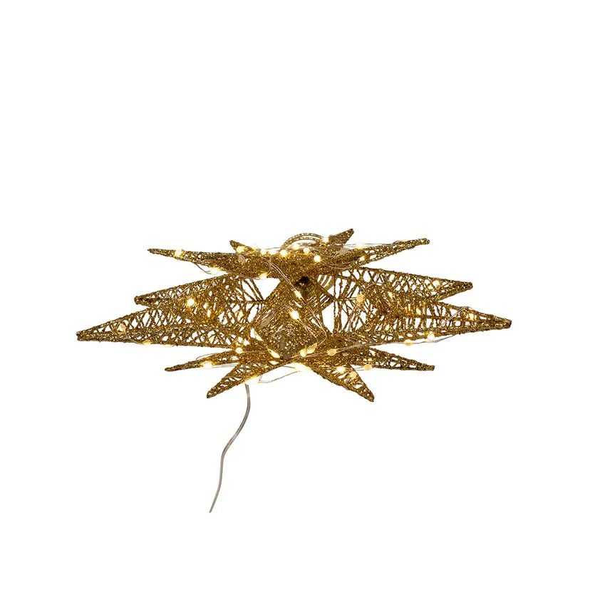 80L Warm White Micro LED Gold Starburst Treetop, 15" - Image 5