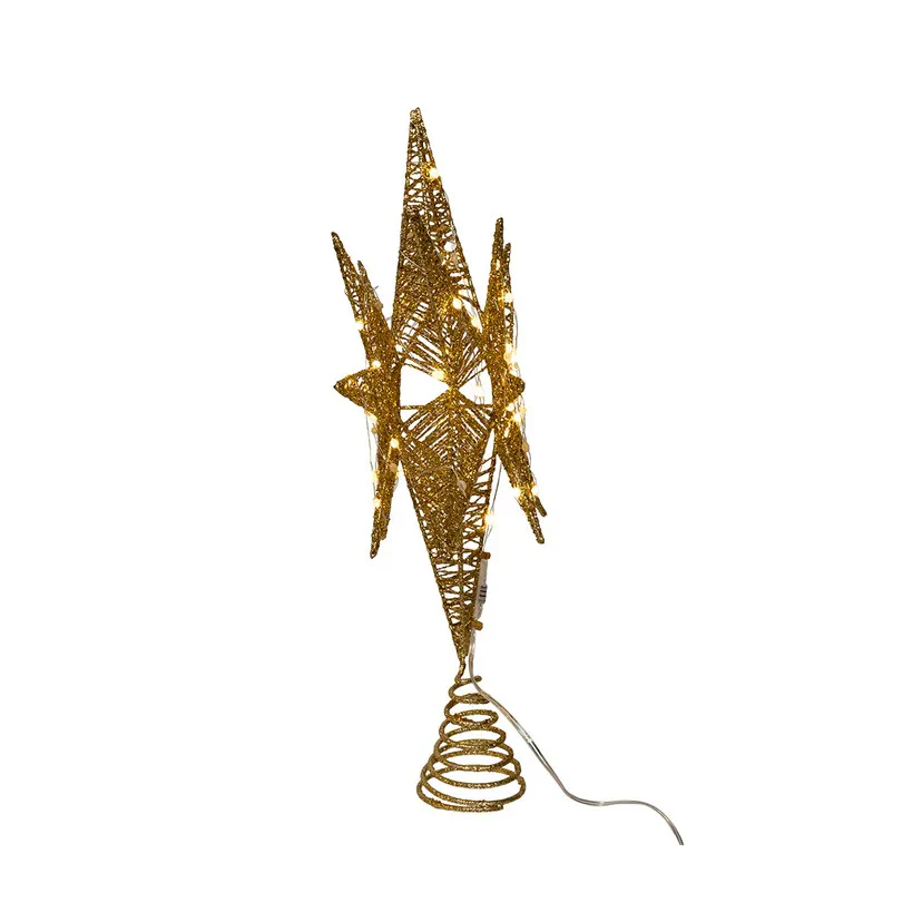 80L Warm White Micro LED Gold Starburst Treetop, 15" - Image 6