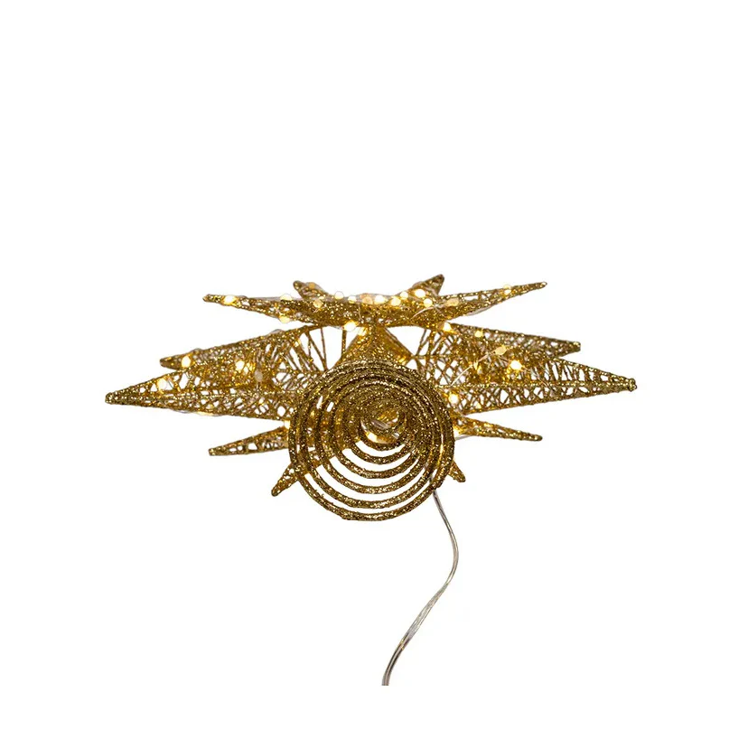 80L Warm White Micro LED Gold Starburst Treetop, 15" - Image 7