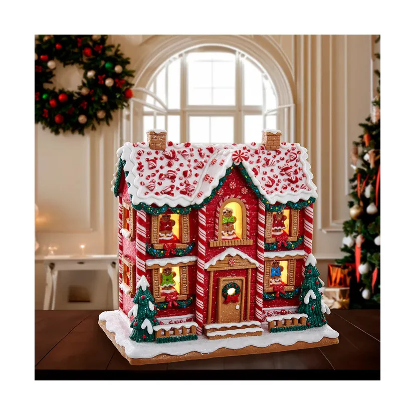 9.5" Battery-Operated Lighted Musical Gingerbread House - Image 2