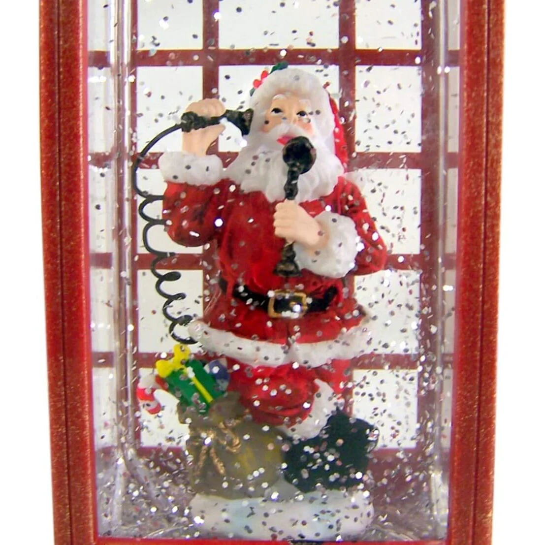 LED Phone Booth Santa Water Globe, 10" - Image 4