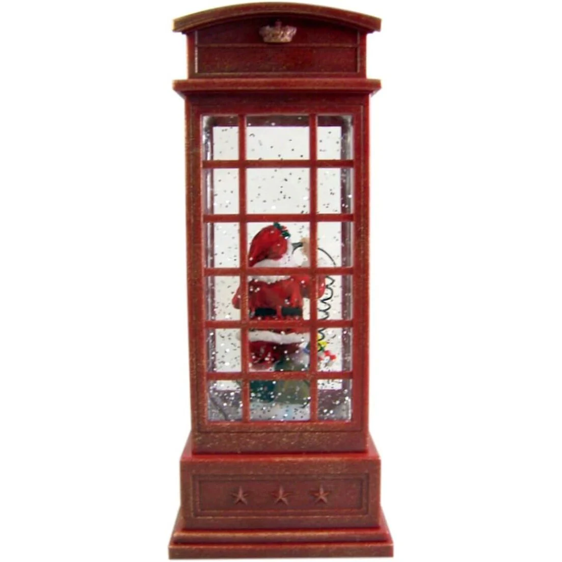 LED Phone Booth Santa Water Globe, 10" - Image 7
