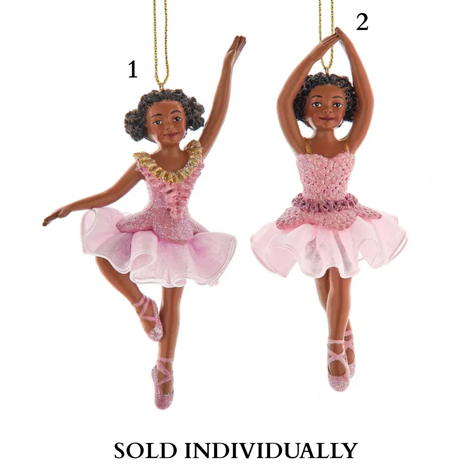 African American Pink Ballet Ornaments, 5.25" (2 Styles – Sold individually)