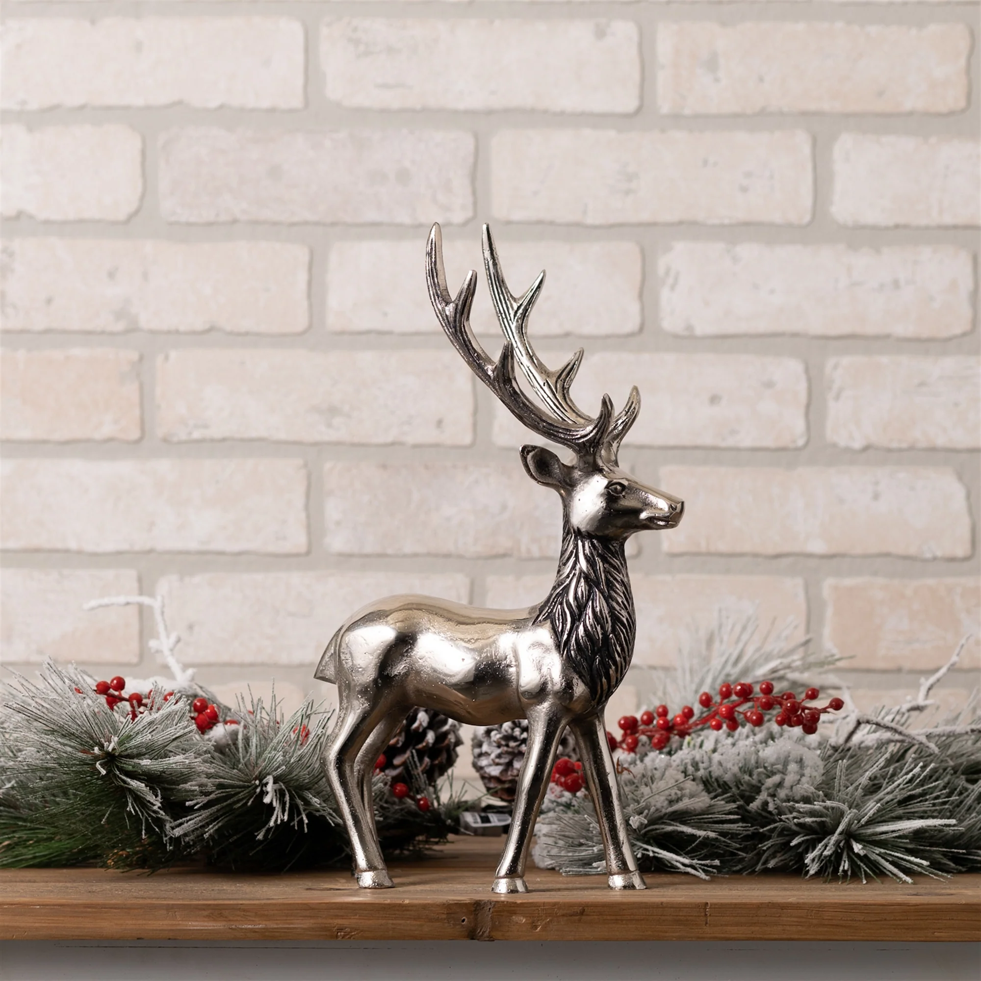 Aluminum Standing Deer Figurine, 14" - Image 2