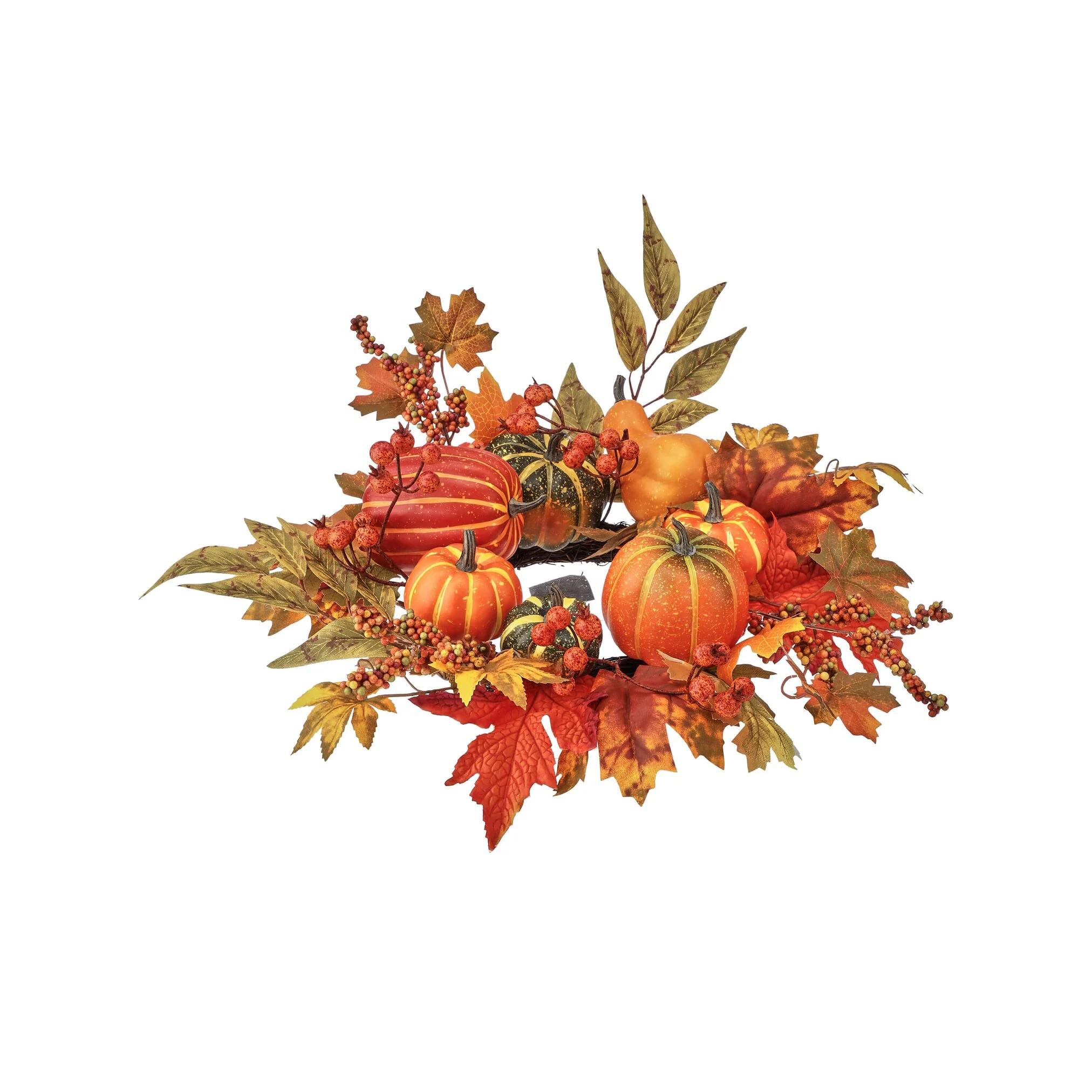 Autumnal Gourd/Berry Candle Ring, 6"
