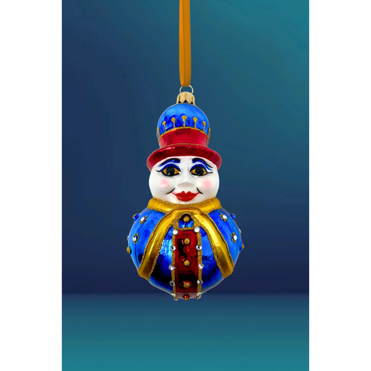 Bart Black Snowman Glass Ornament, 5"