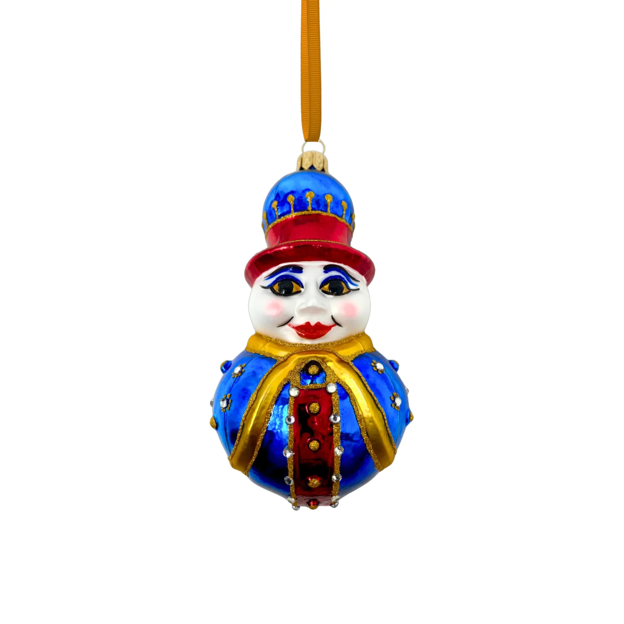 Bart Black Snowman Glass Ornament, 5" - Image 2