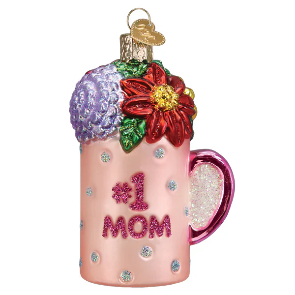 Best Mom Mug Glass Ornament, 4" - Image 2