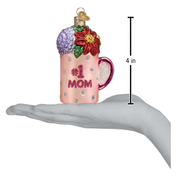 Best Mom Mug Glass Ornament, 4" - Image 5