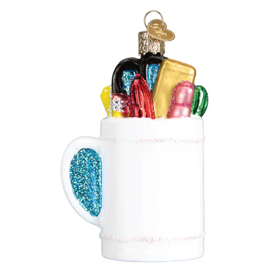 Glass "Best Teacher" Mug Ornament, 3.75" - Image 3
