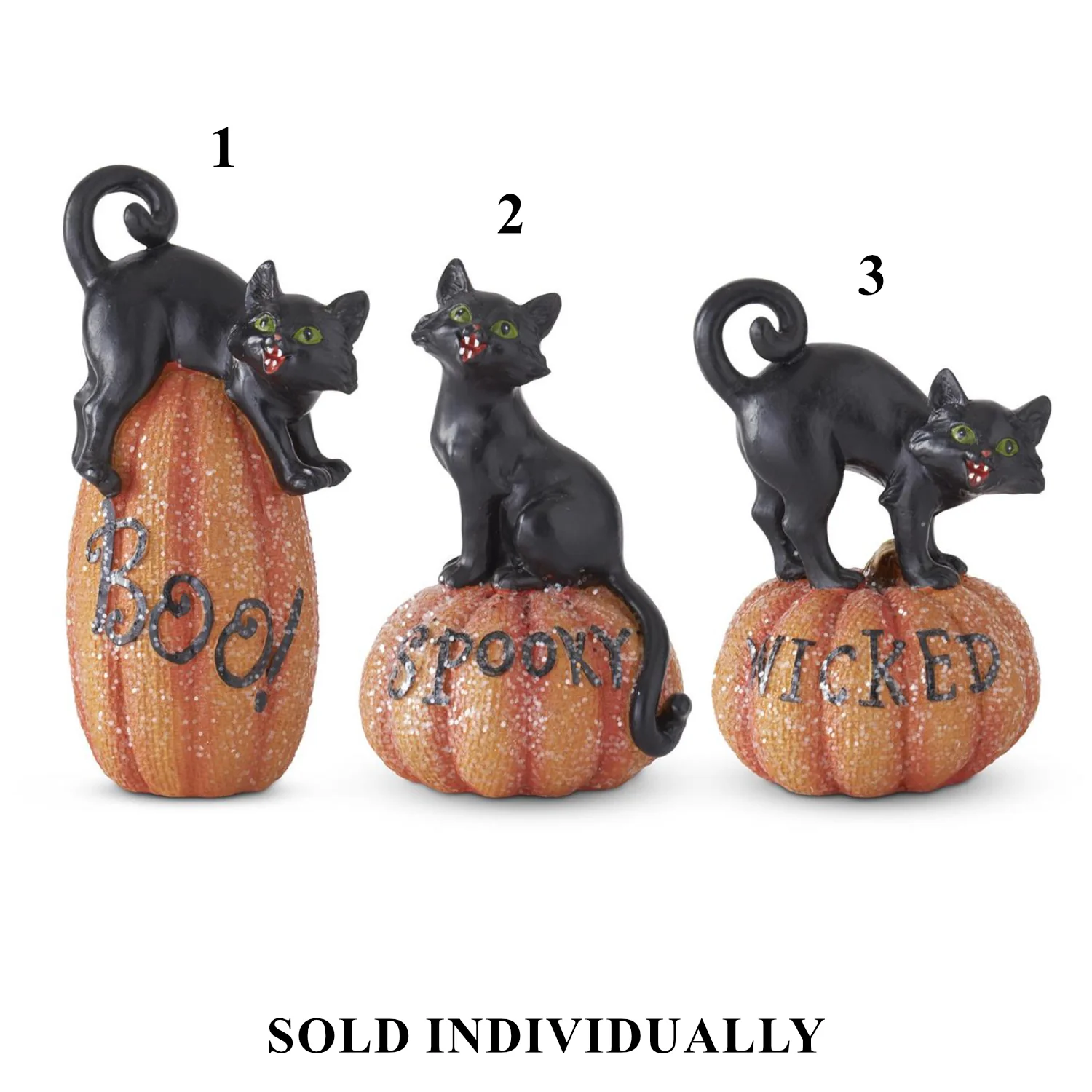 Black Cats on Glittered Pumpkins (3 styles - sold individually)