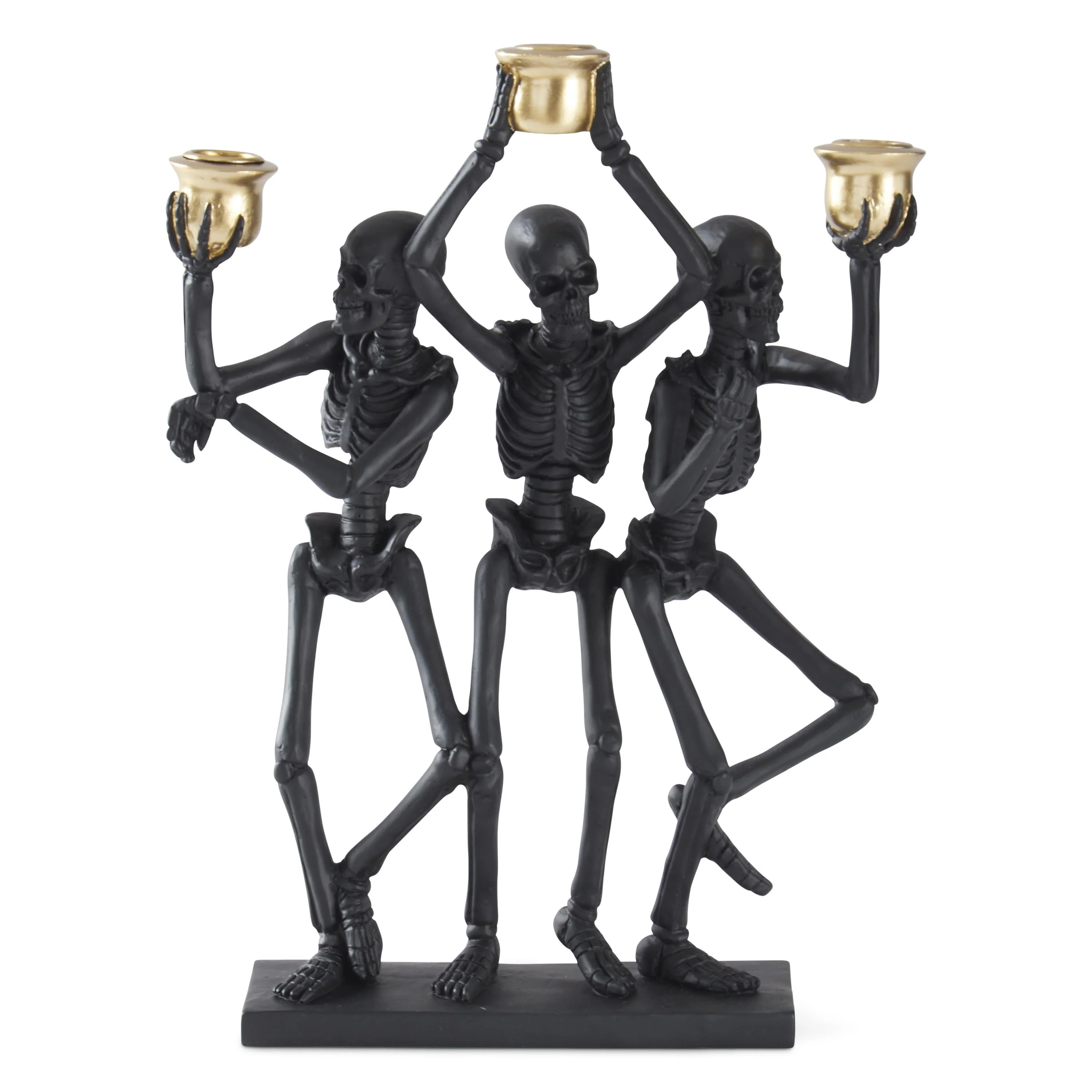 Black Resin 3 Skeleton Taper Candleholder, 14.25"