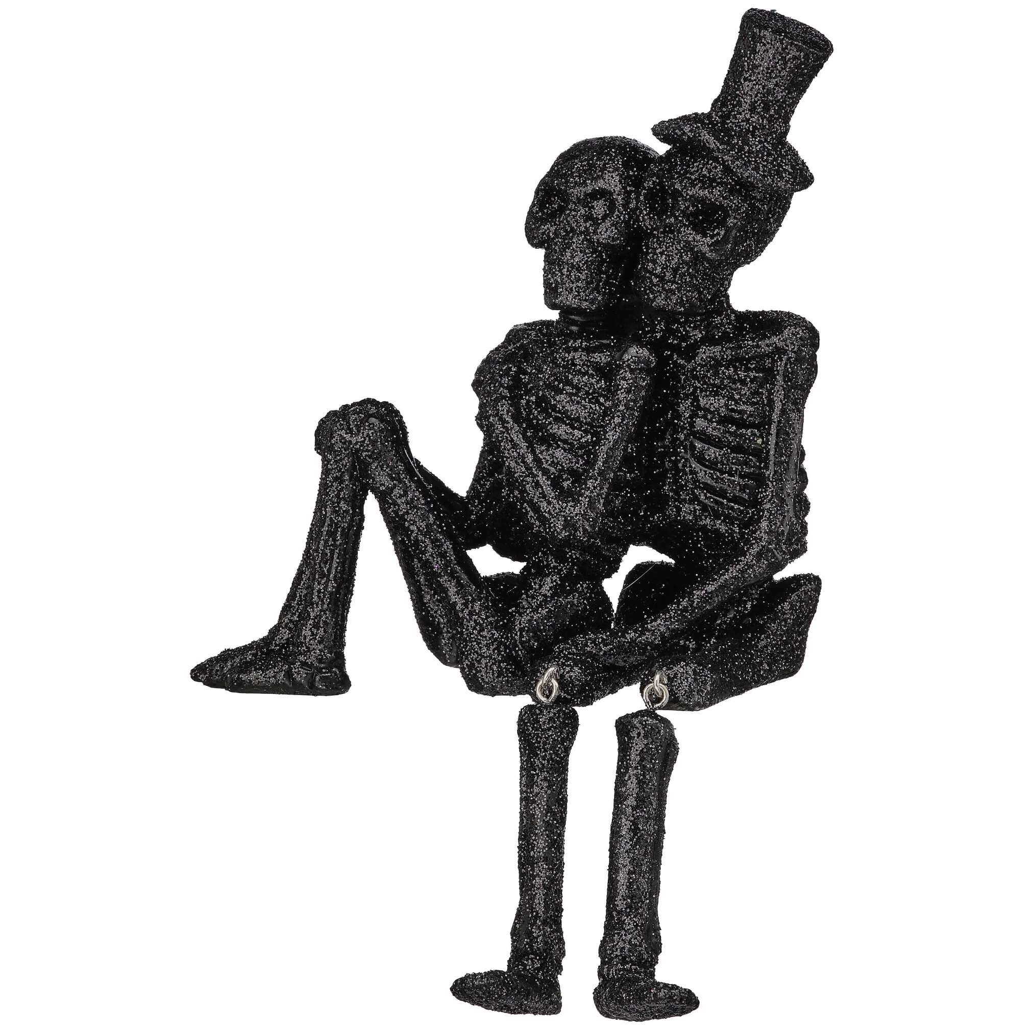 Black Resin Skeleton Couple, 8"