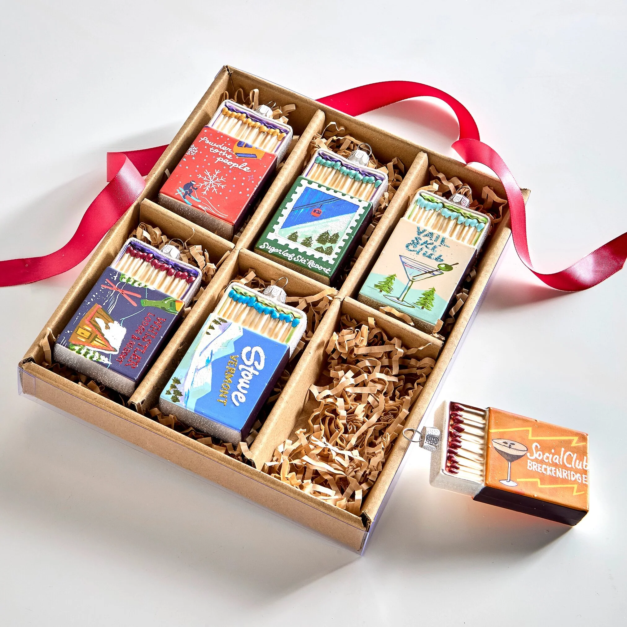Box of Holiday Matchbooks Ornaments, 3.25" (Set of 6) - Image 2