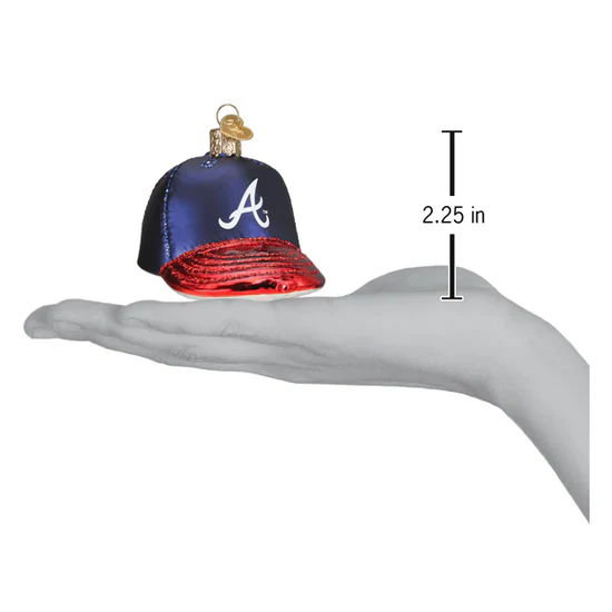Braves Baseball Cap Ornament, 3.5" - Image 3